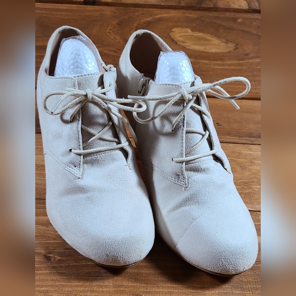 Faux Suade Lace Up Heel